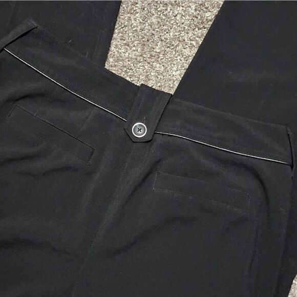 LARRY Levine WIDE Leg STRETCH Black Career Pants Work Trousers Slacks 6 like new - Picture 2 of 8